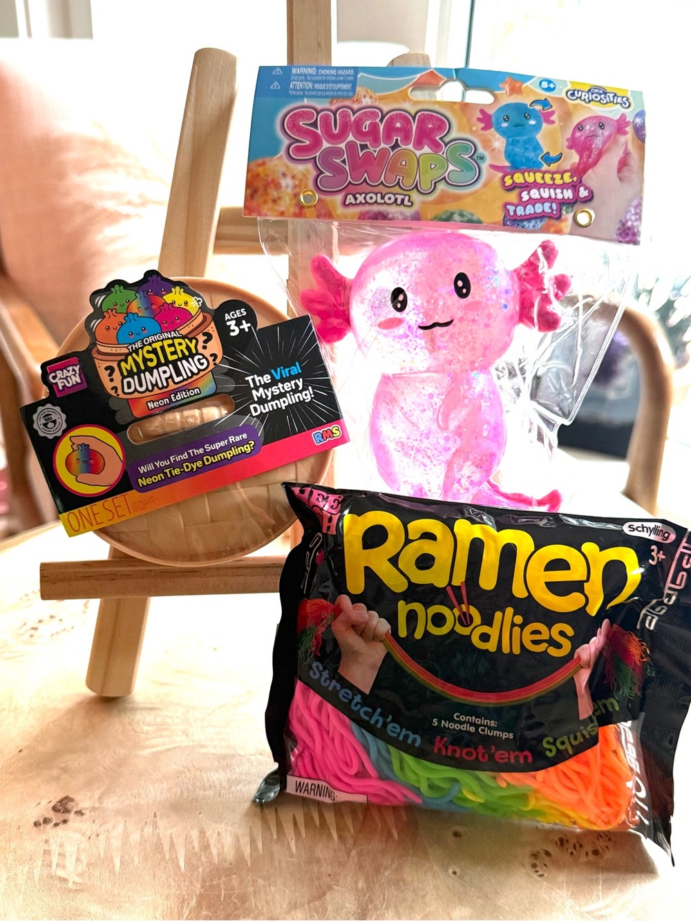 NeeDoh Ramen Noodles + Mystery Dumpling + Sugar Swaps Axolotl NWT Bundle